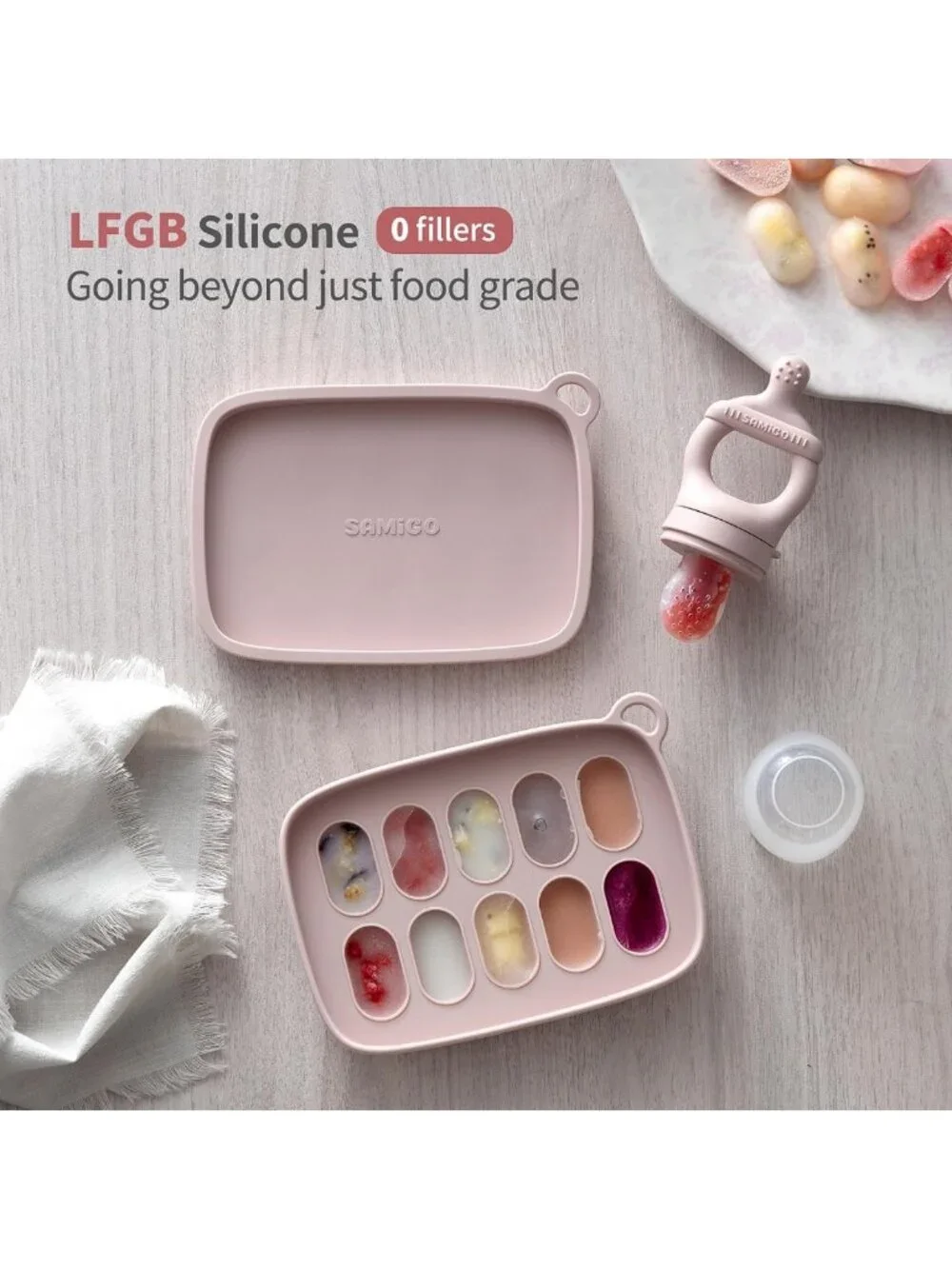 Baby Food Feeder & Breastmilk Popsicle Mold Set - Silicone Teether & Pacifier